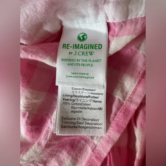 NWT J.Crew Pink Gingham Ruffle Wrap Short Sleeve Top Blouse Size L - Picture 10 of 11